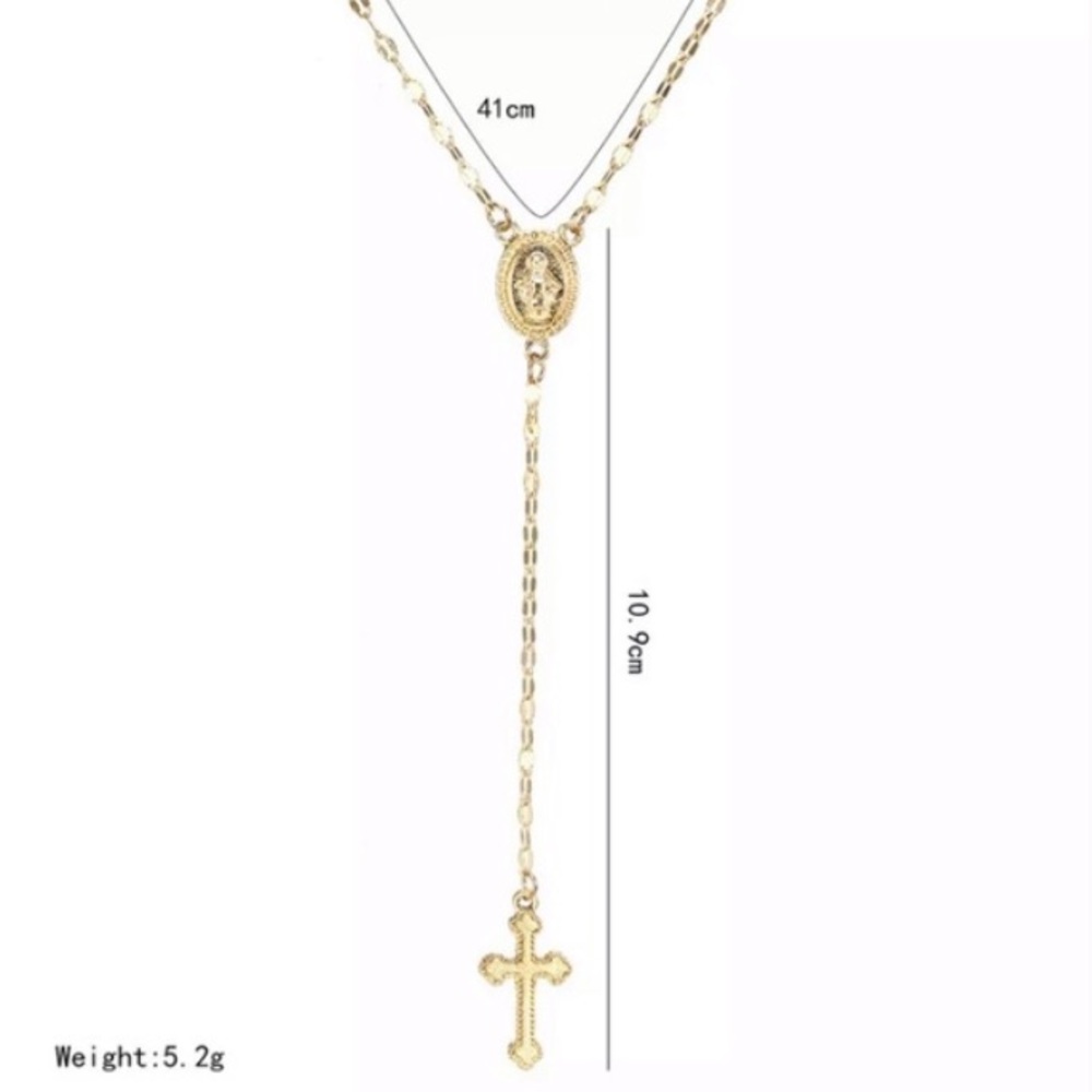 Vintage Gold Cross Pendant Necklace - Picture 3 of 5